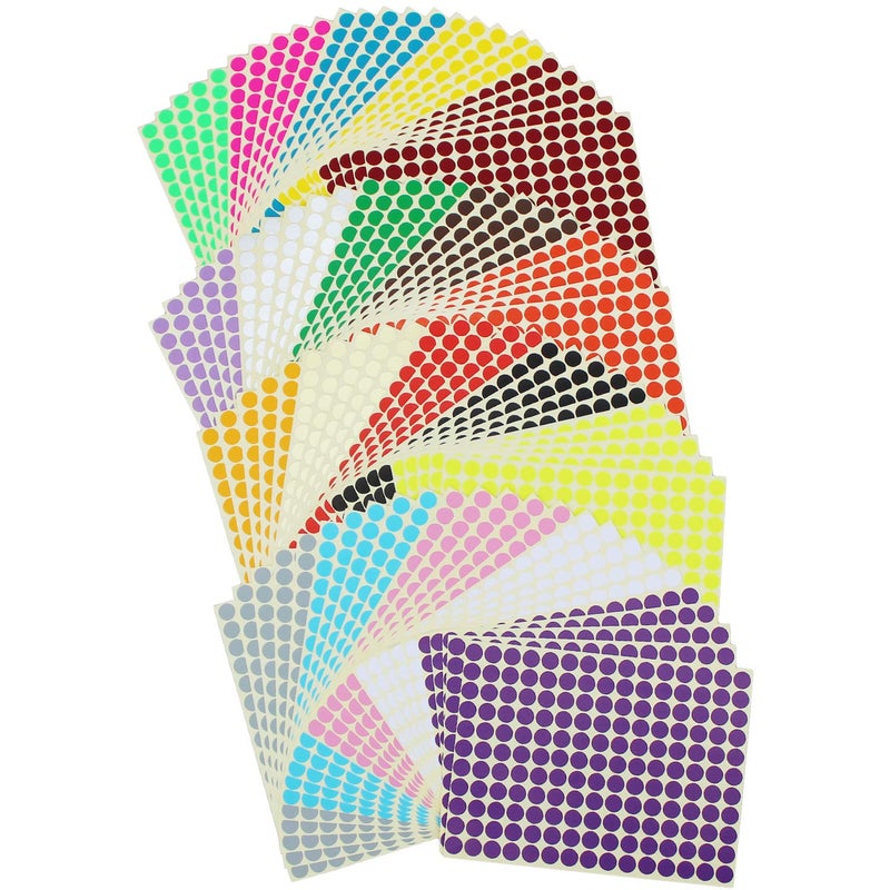 LJY 16500 Count 3/8 inch Diameter Round Dot Stickers Color Coding Labels, 20 Colors, 100 Sheets - Image 1